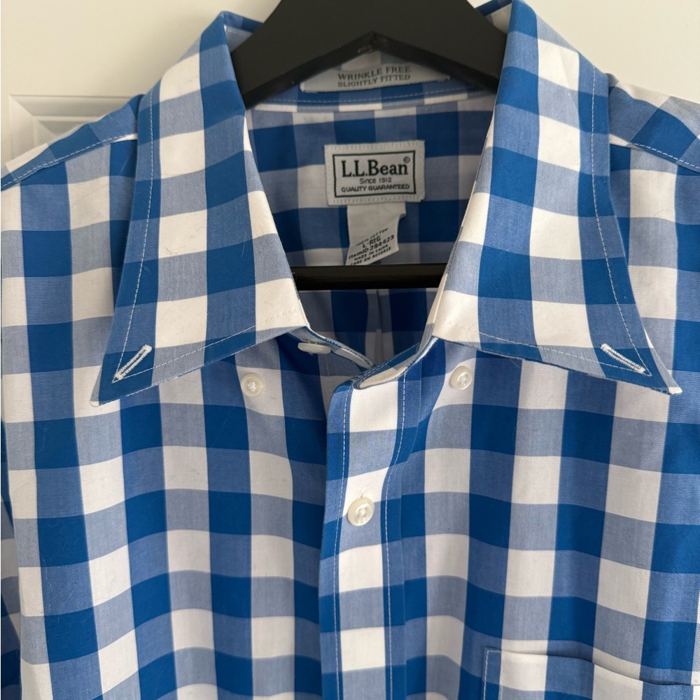 L.L. Bean Blue and White Button Down Shirt